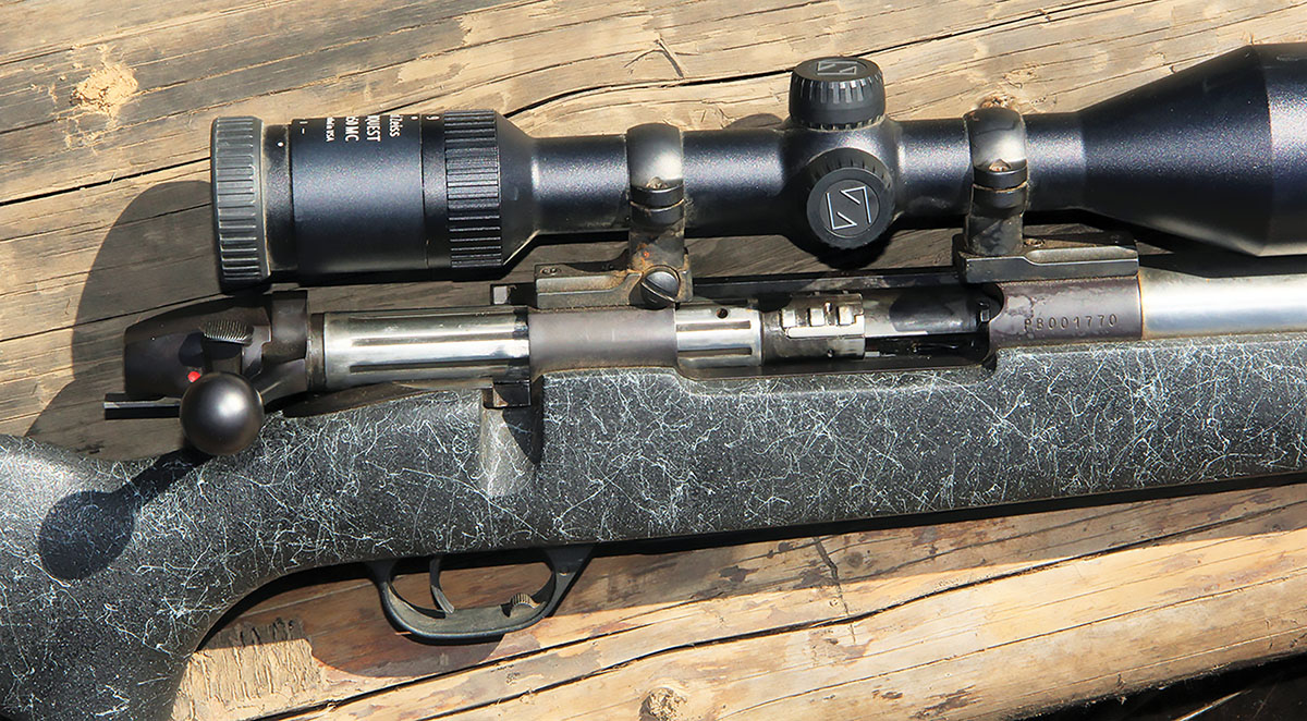 Weatherby uses a distinctive fluted, nine-lug bolt, which cycled smoothly, despite its obvious lack of regular cleaning.